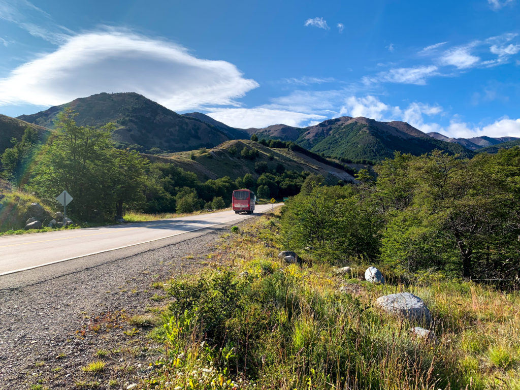 Bus stop for Cerro Castillo Trek